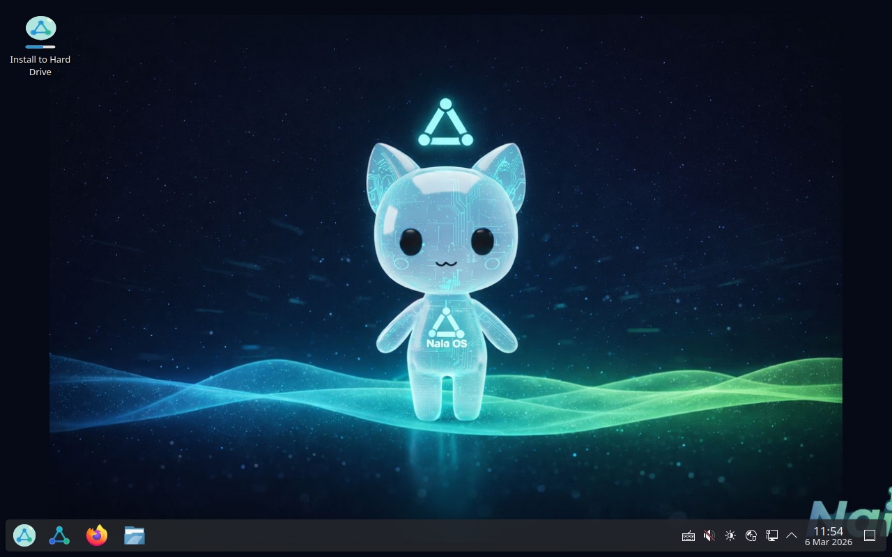 Naia OS desktop from USB