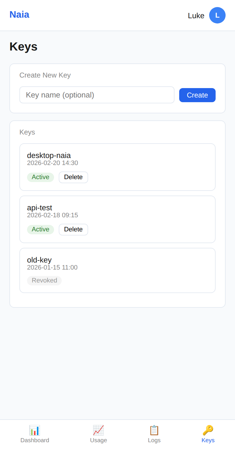 API key management
