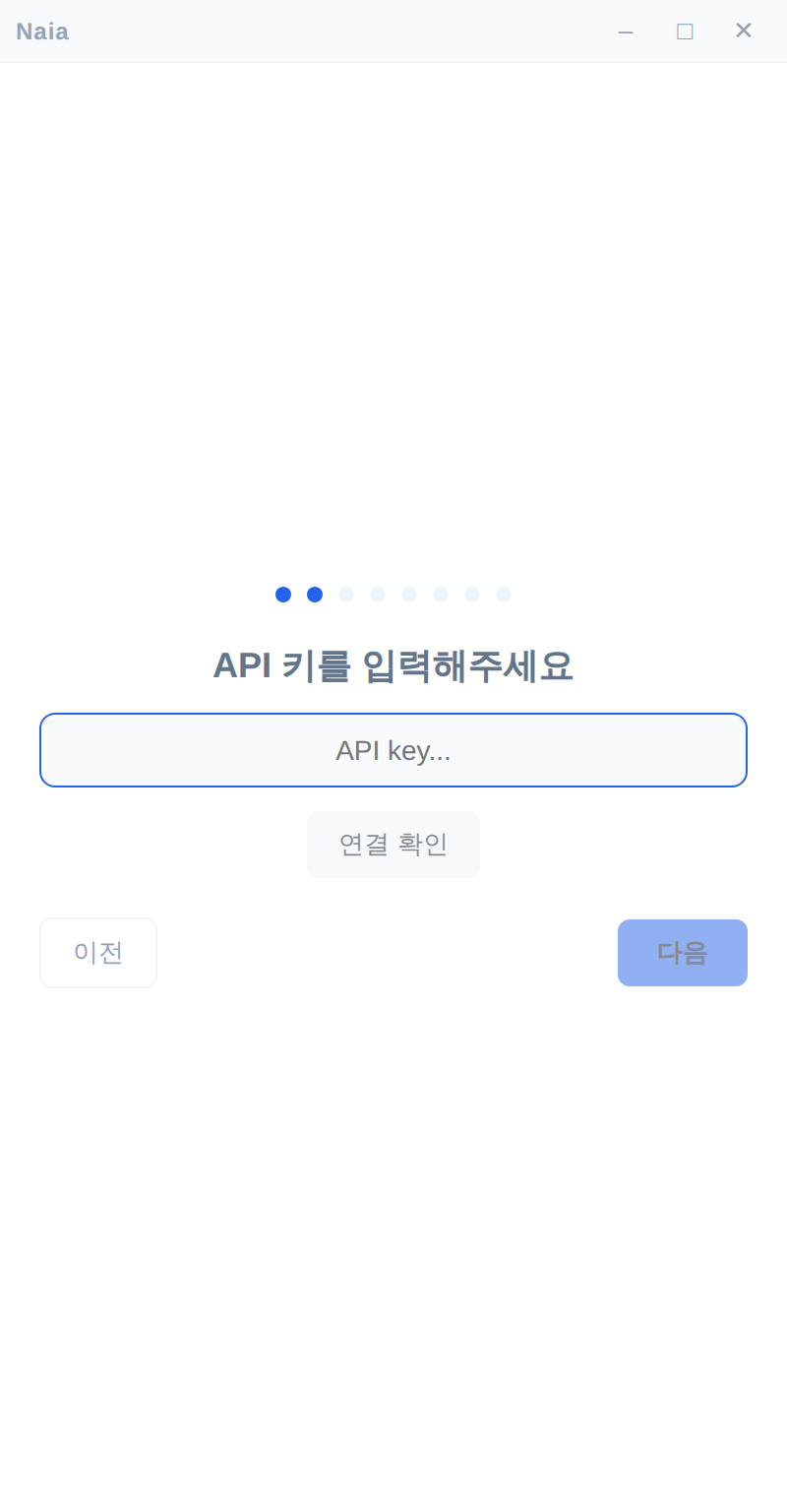 Onboarding screen — API key entry
